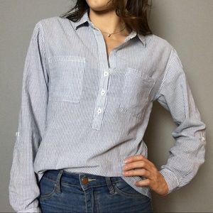 SOLD — Blue and white striped collared shirt